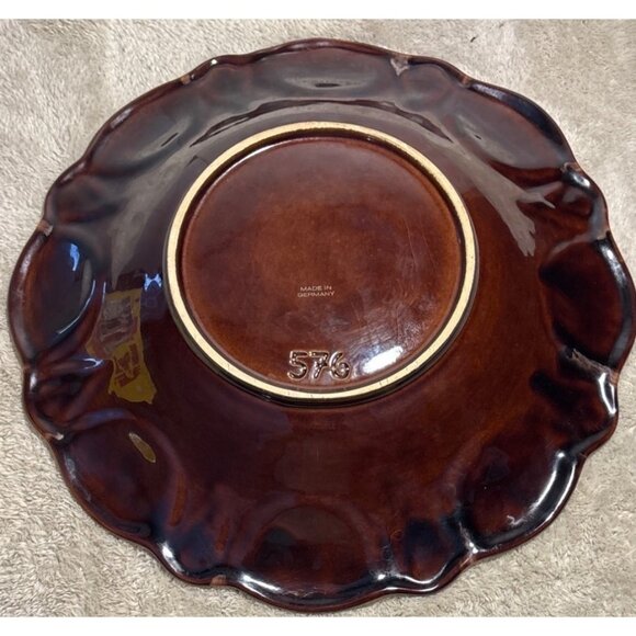 German Ceramic Decorative Bowl Floral Design & Gold Accents 13" Model #576 Vtg - Picture 8 of 12